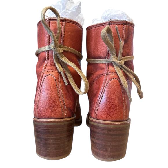 Frye RARE Vintage Red Leather Sabrina Lace Up Boots Size 7 - Picture 4 of 11